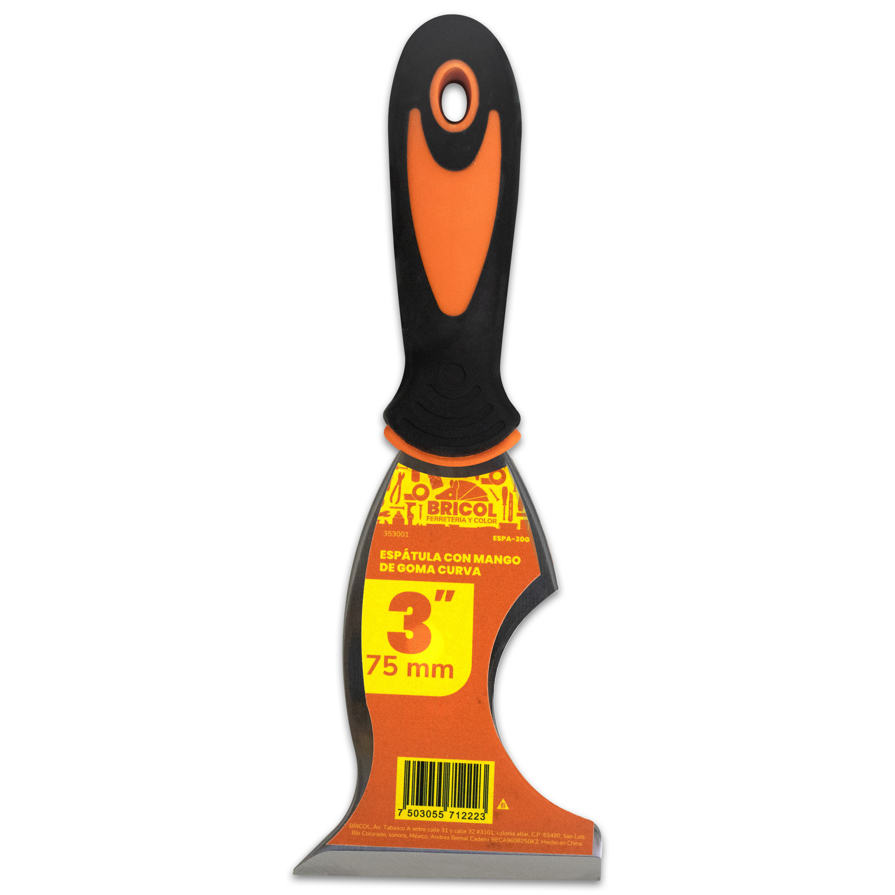 ESPATULA MANGO GOMA CURVA MULTIUSOS 3" BRCIOL