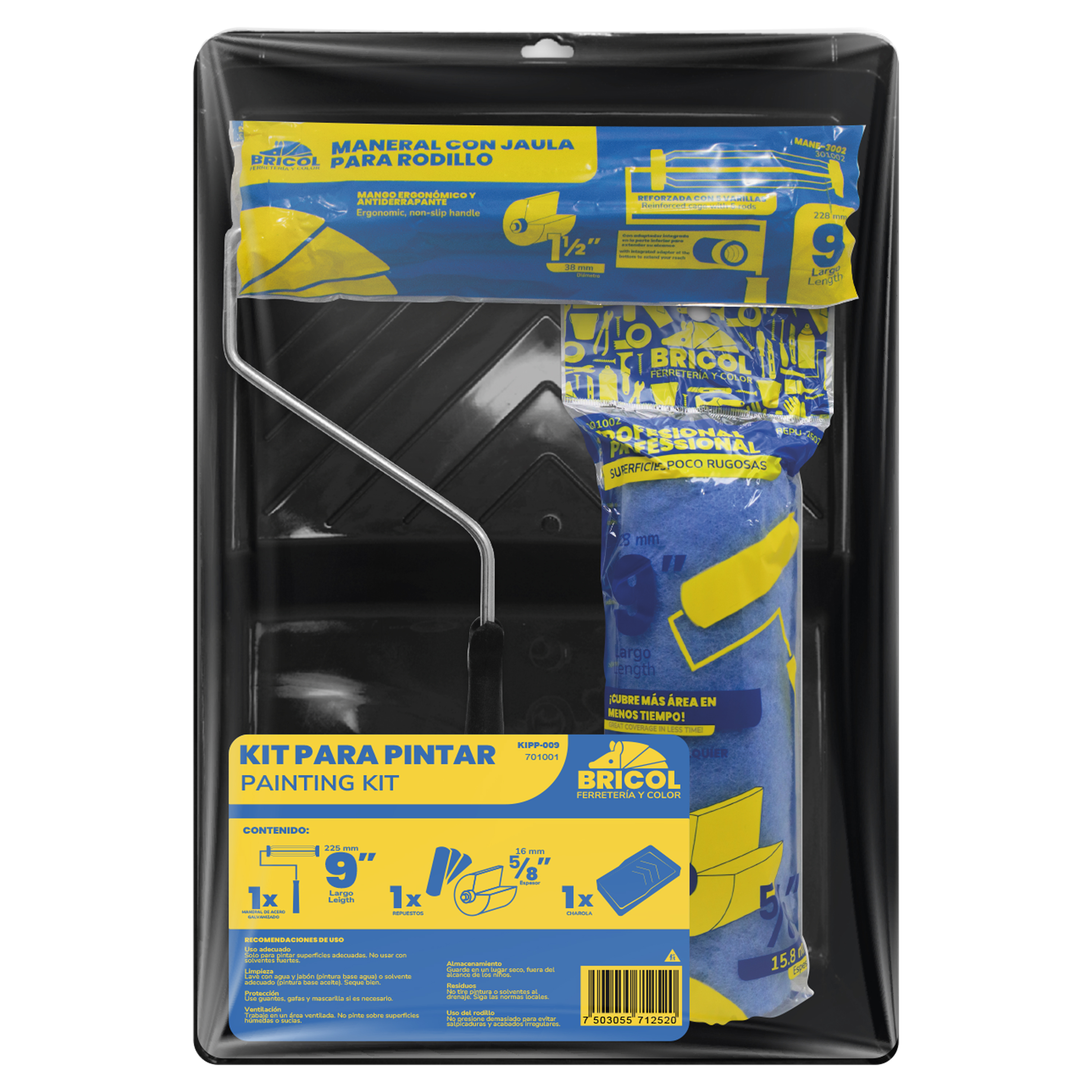 KIT PARA PINTAR 9" (CHAROLA, REPUESTO 5/8", MANERAL 5 HILOS)